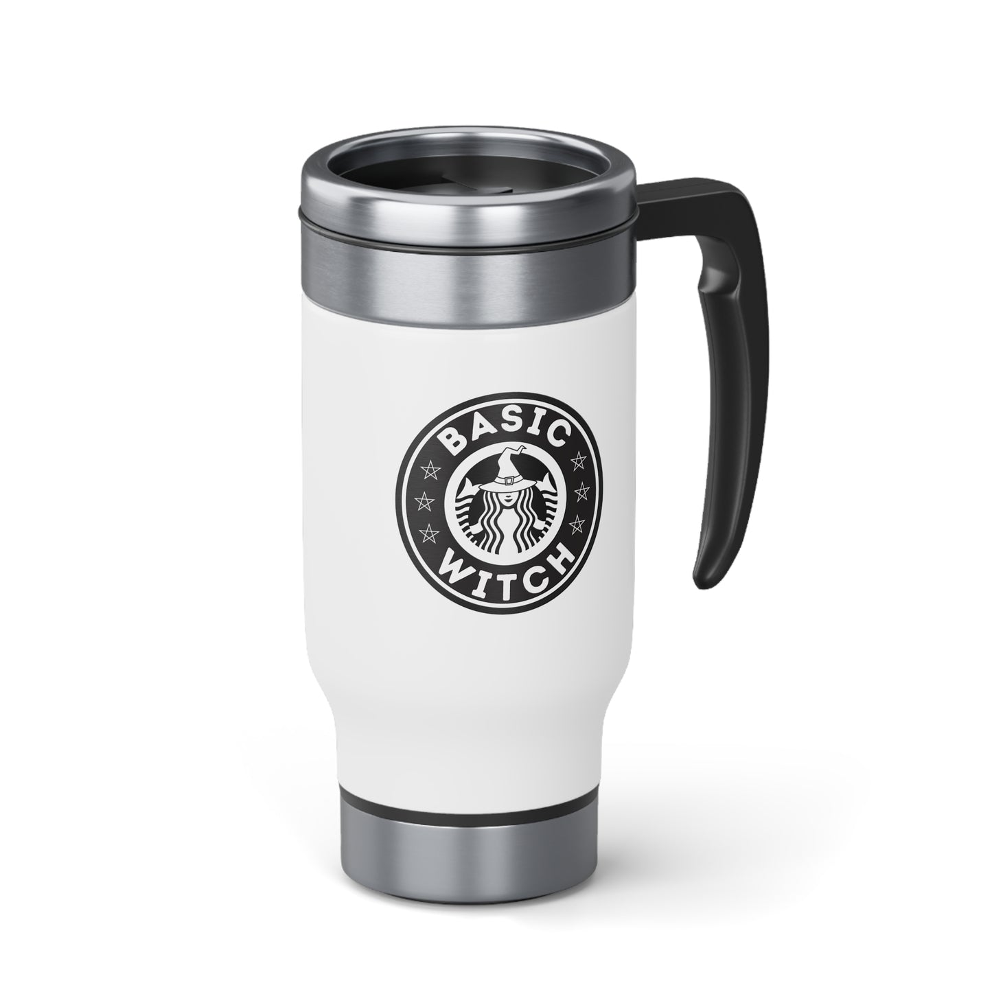 Stainless Steel Travel Mug with Handle, 14oz - Basic Witch