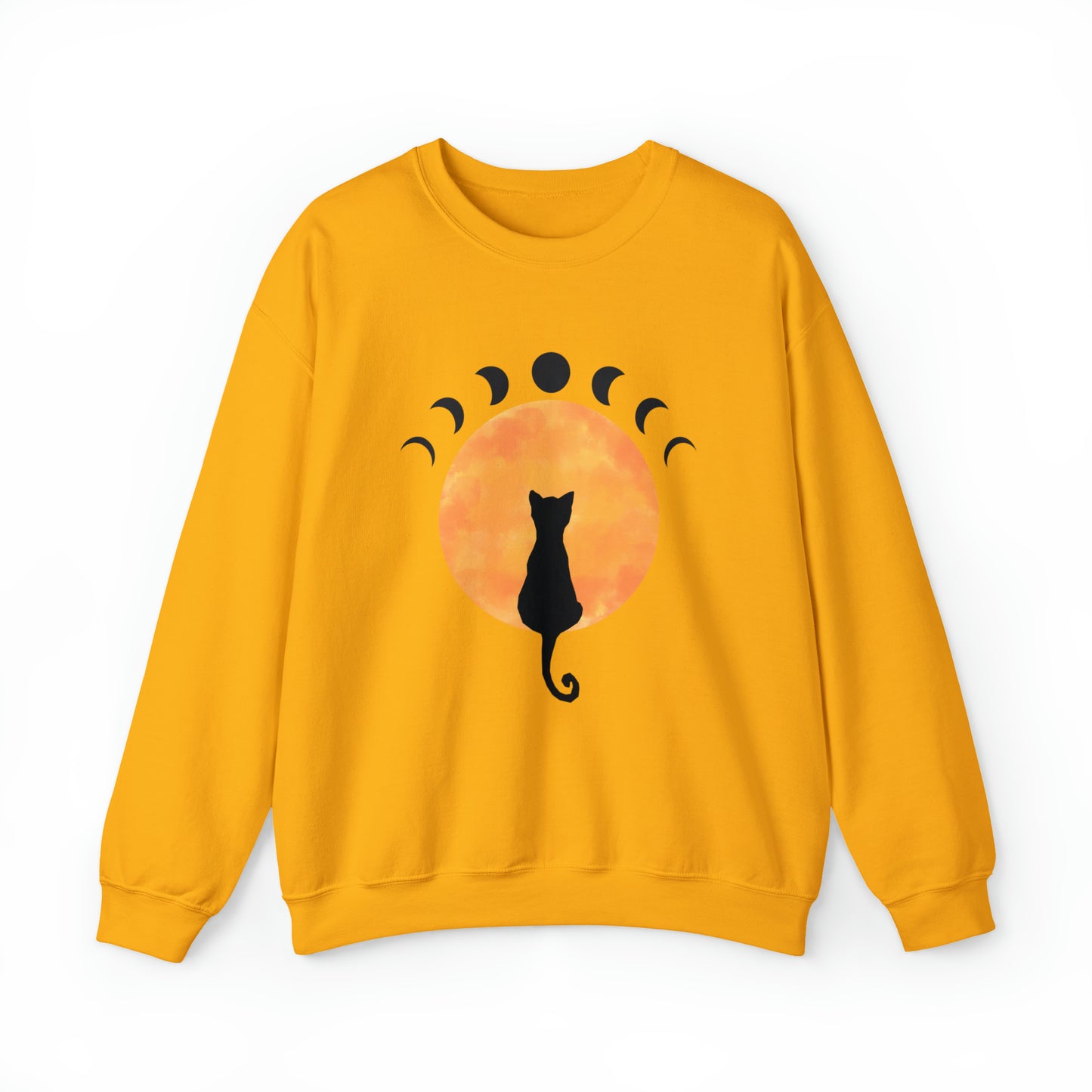 Unisex Heavy Blend™ Crewneck Sweatshirt - Black Cat Moon Phases